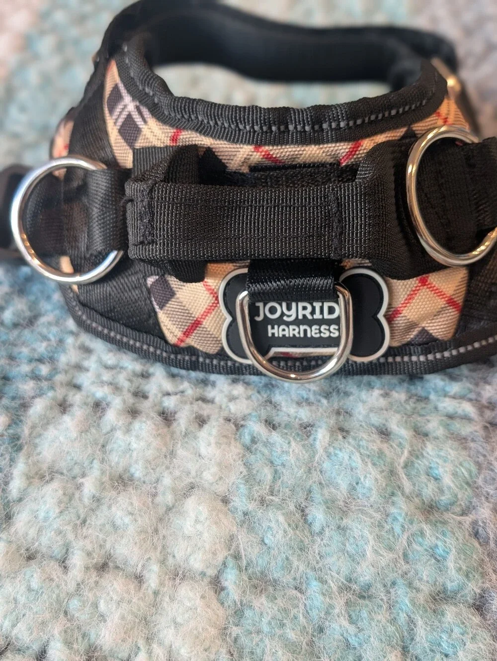 No Pull Dog Harness with Plaid Accent - Black size XS
